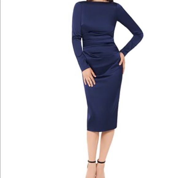 Navy satin dress - Picture 3 of 4